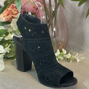 Cutout Charisma: Franco Fortini Black Heeled Booties - Size 7.5 Worn once in Box